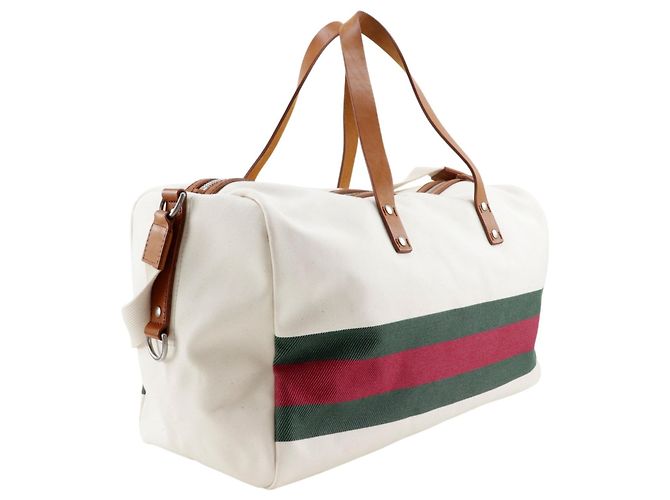 Borsa Boston in tela Off-White Gucci Bianco sporco - vista 3