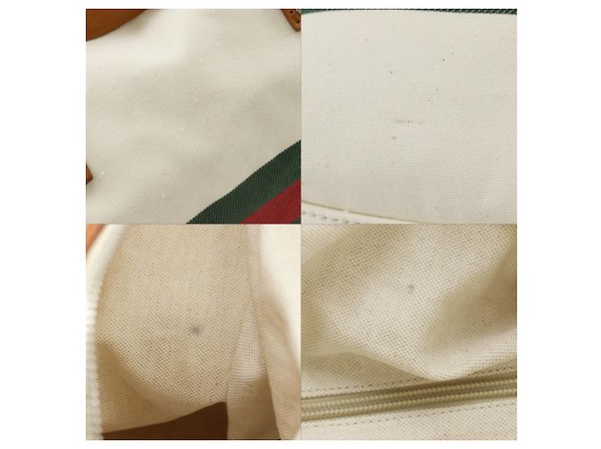 Borsa Boston in tela Off-White Gucci Bianco sporco - vista 8