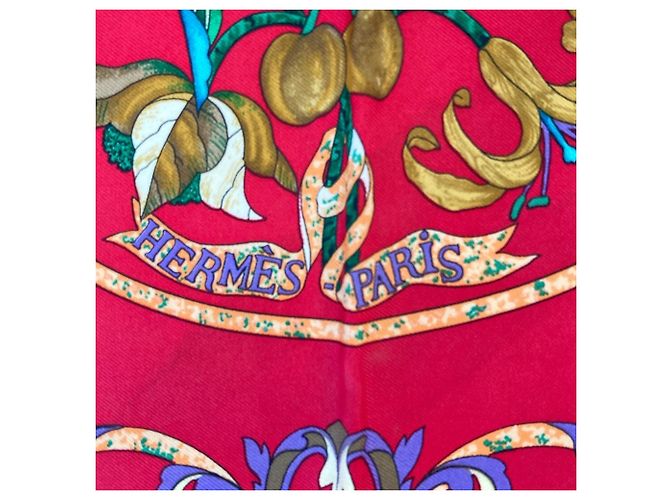 Hermès Hermes Carre 90 PIERRES d' ORIENT et OCCIDENT Sciarpa in seta Rosso - vista 2