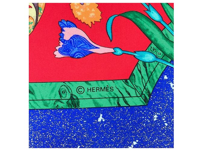 Hermès Hermes Carre 90 PIERRES d' ORIENT et OCCIDENT Sciarpa in seta Rosso - vista 4