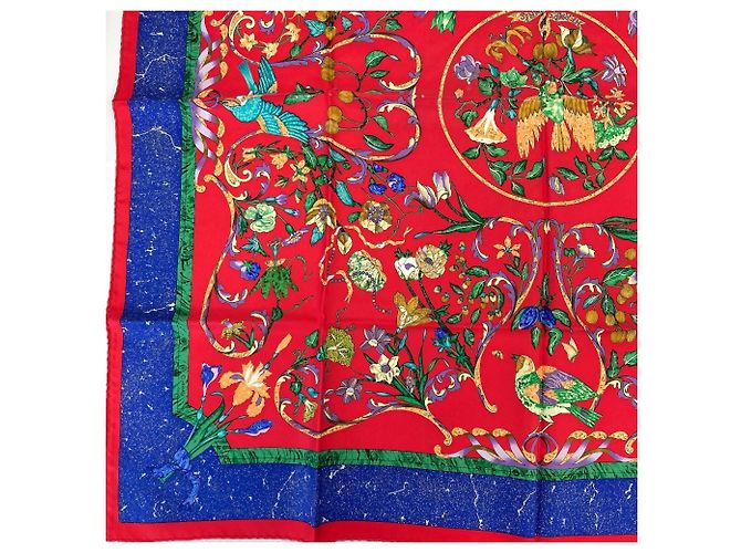 Hermès Hermes Carre 90 PIERRES d' ORIENT et OCCIDENT Sciarpa in seta Rosso - vista 6