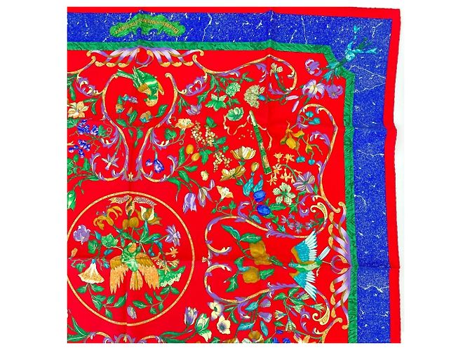 Hermès Hermes Carre 90 PIERRES d' ORIENT et OCCIDENT Sciarpa in seta Rosso - vista 7