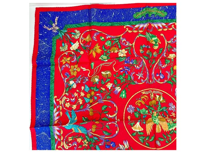 Hermès Hermes Carre 90 PIERRES d' ORIENT et OCCIDENT Sciarpa in seta Rosso - vista 8