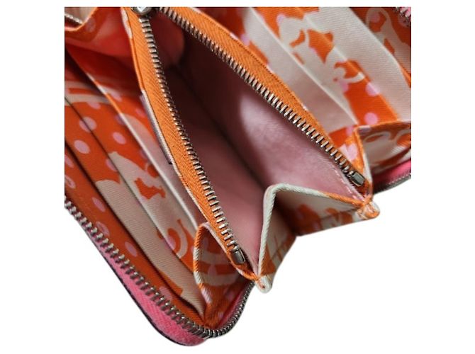 Hermès Cartera compacta de seda Azap Hermes Rosa - vista 13
