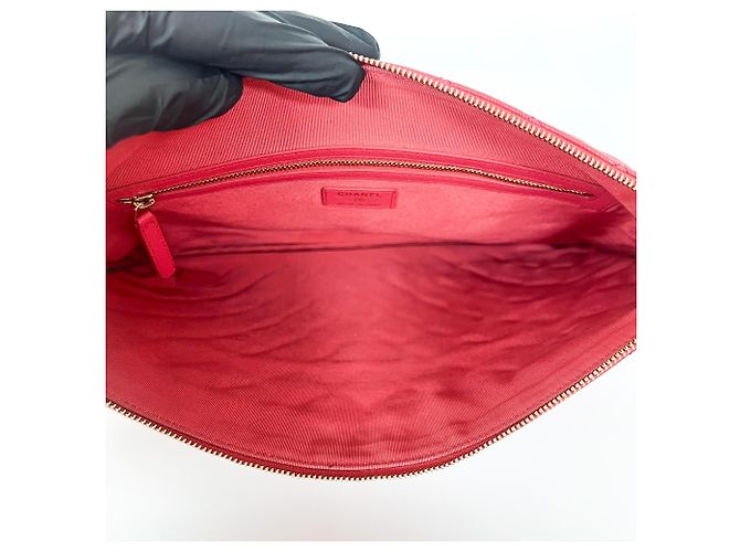 Pochette iPad Chanel Trapuntata Caviar Large Rosso - vista 4