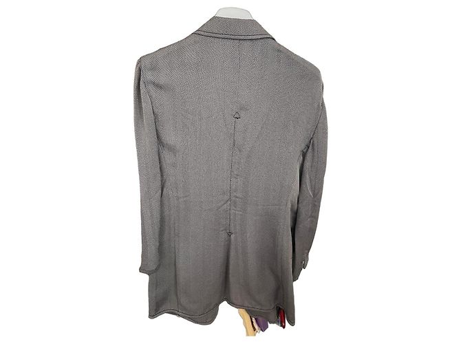 Armani Collezioni Blazer aus Wolle Grau Chevron-Muster - Ansicht 2