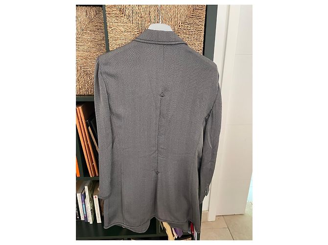 Armani Collezioni Blazer aus Wolle Grau Chevron-Muster - Ansicht 4