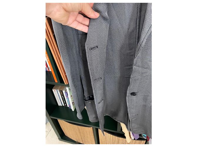 Armani Collezioni Blazer aus Wolle Grau Chevron-Muster - Ansicht 6