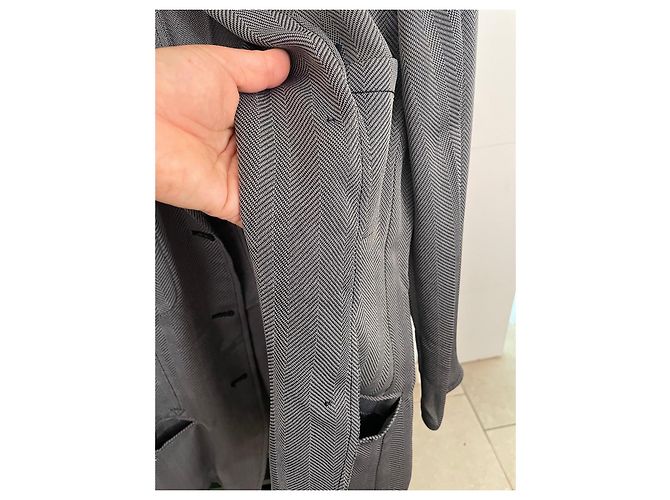 Armani Collezioni Blazer aus Wolle Grau Chevron-Muster - Ansicht 10