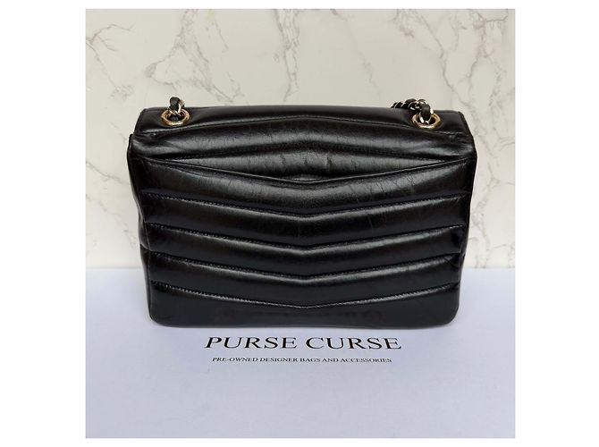 Timeless Chanel Borsa Reversed Chevron con patta in pelle nera Nero - vista 7