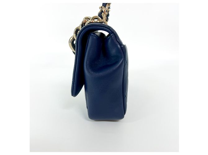 Chanel Resin Chain Top Handle Flap Quilted Lambskin Small Blu navy - vista 5