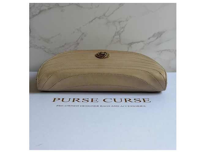 Borsa Chanel Half Moon Flap in pelle beige - vista 7