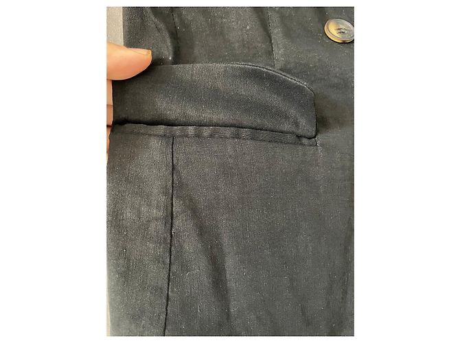Pinko Blazer Sin Mangas de Mezcla de Lino Negro - vista 3