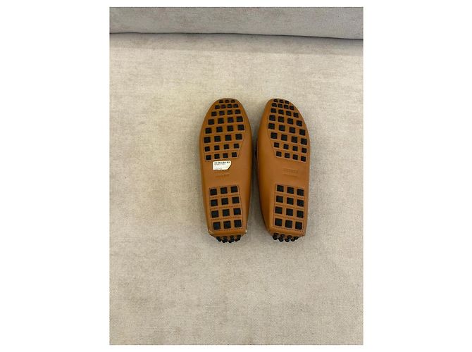 Hermès Mocassins de couro marrom com fivela prateada - vista 6