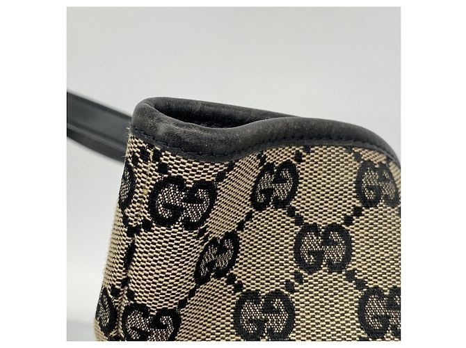 Borsa Tote Gucci GG Canvas Nero Beige - vista 6