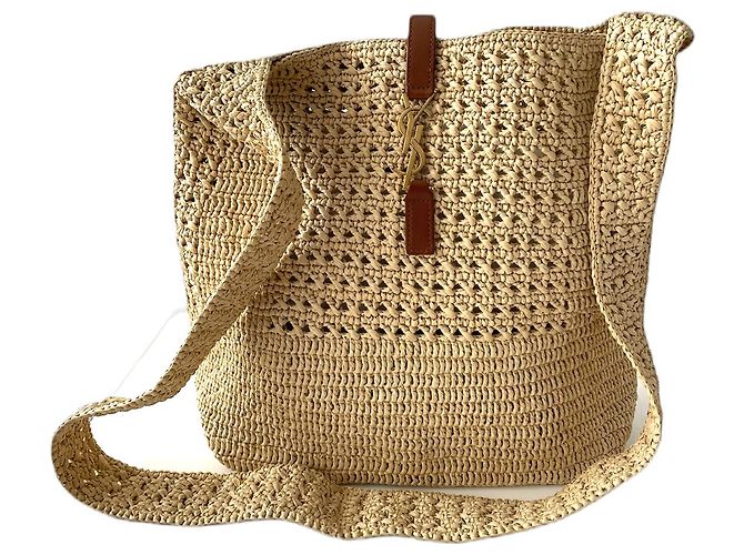 Saint Laurent Borsa in Rafia Beige - vista 2