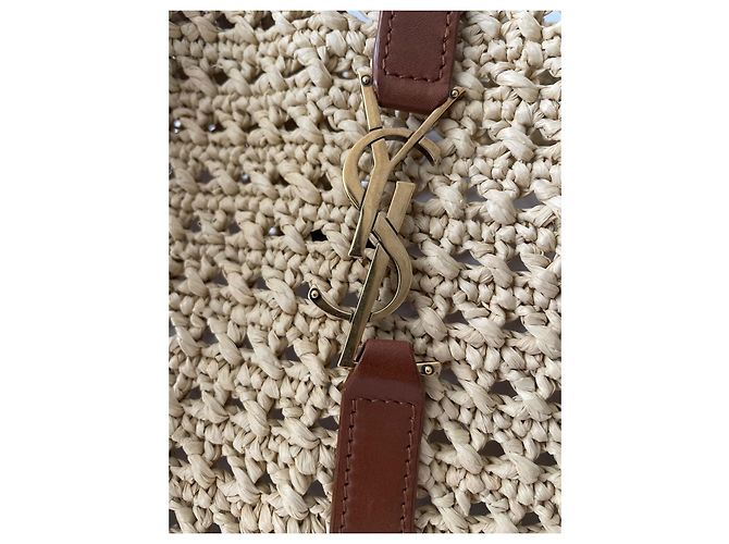 Saint Laurent Borsa in Rafia Beige - vista 4