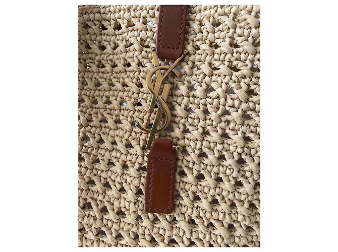 Saint Laurent Borsa in Rafia Beige - vista 5