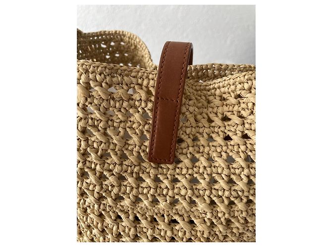 Saint Laurent Borsa in Rafia Beige - vista 6