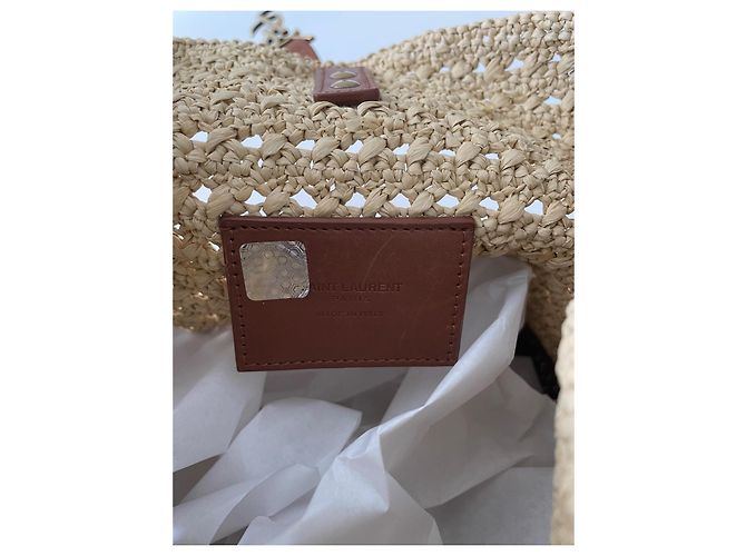 Saint Laurent Borsa in Rafia Beige - vista 7