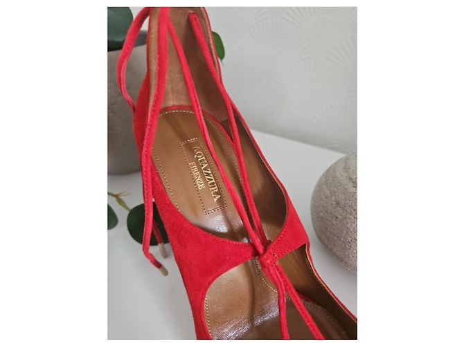 Décolleté con lacci in scamosciato rosso Aquazzura - vista 3