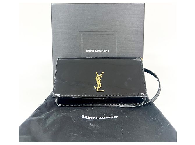 Saint Laurent Cassandre Flap Wristlet Patent Nero - vista 2