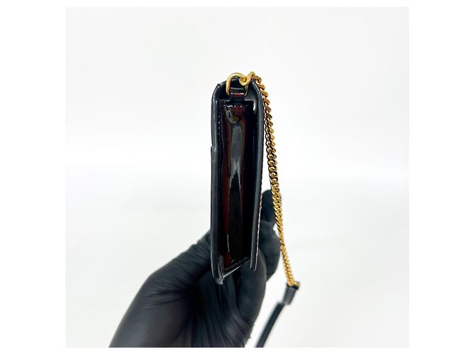 Saint Laurent Cassandre Flap Wristlet Patent Nero - vista 4