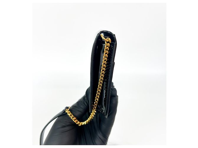 Saint Laurent Cassandre Flap Wristlet Patent Nero - vista 5