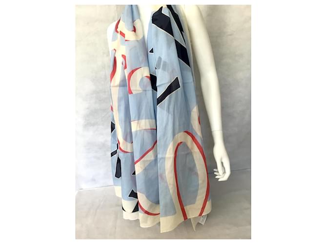 Bufanda Loewe Maxi Logo de algodón Negro Blanco Roja Azul Multicolor - vista 4