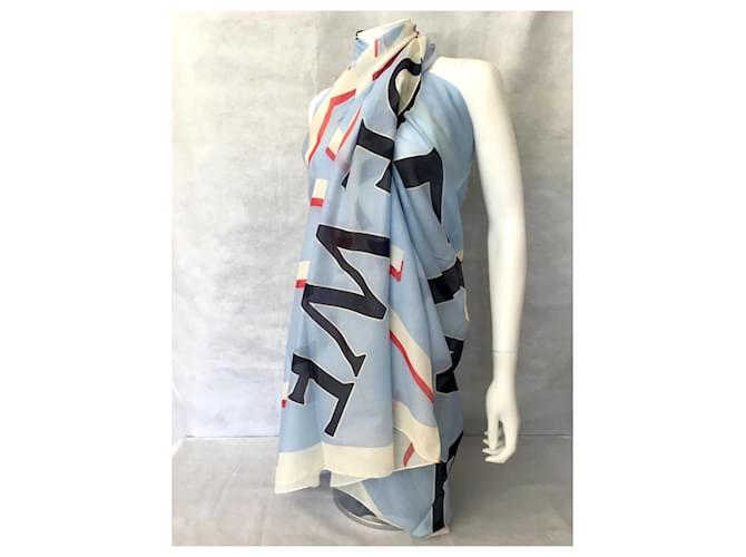 Bufanda Loewe Maxi Logo de algodón Negro Blanco Roja Azul Multicolor - vista 5