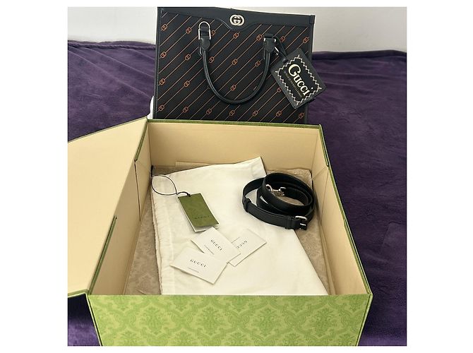 Gucci Ophidia GG Supreme Borsa Tote Nero D'oro - vista 3