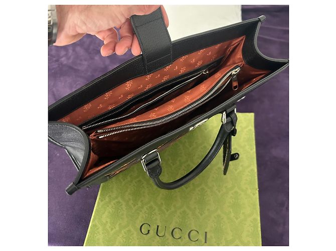 Gucci Ophidia GG Supreme Borsa Tote Nero D'oro - vista 8