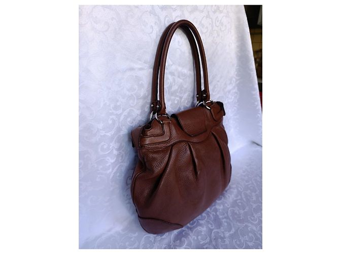 Borsa a mano Salvatore Ferragamo Gancini in pelle marrone - vista 12