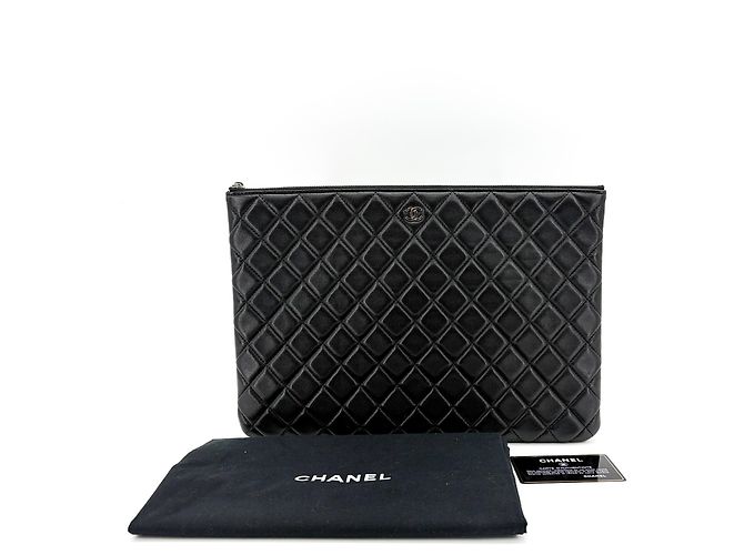 Vanity Chanel con catena di perle in agnello trapuntato Mini Nero - vista 2