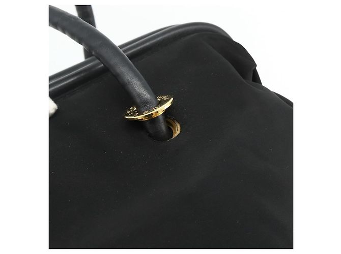 Céline Borsa a mano CELINE Circle Nylon Nero Oro Auth 177620 D'oro - vista 10