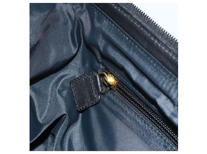 Céline Borsa a mano CELINE Circle Nylon Nero Oro Auth 177620 D'oro - vista 21