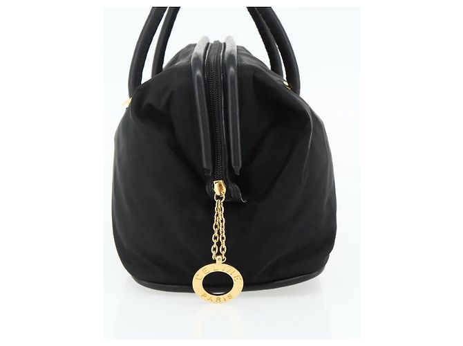 Céline Borsa a mano CELINE Circle Nylon Nero Oro Auth 177620 D'oro - vista 3