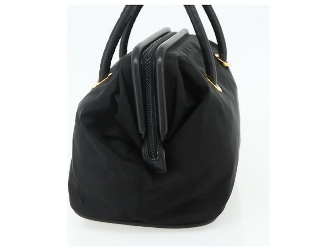 Céline Borsa a mano CELINE Circle Nylon Nero Oro Auth 177620 D'oro - vista 4
