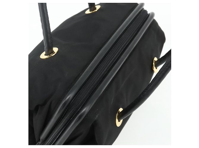 Céline Borsa a mano CELINE Circle Nylon Nero Oro Auth 177620 D'oro - vista 6