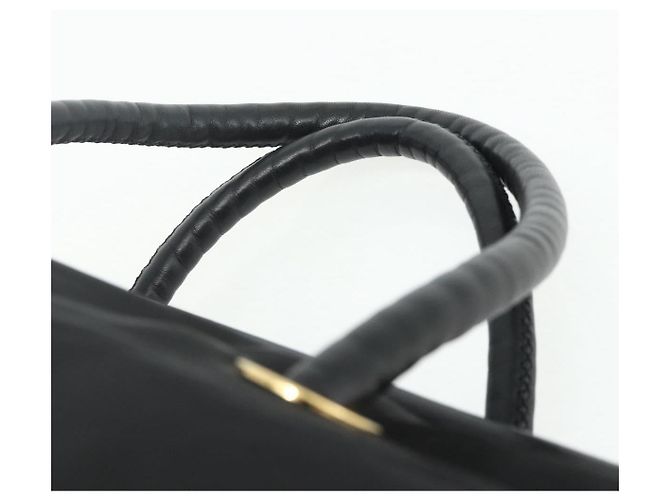 Céline Borsa a mano CELINE Circle Nylon Nero Oro Auth 177620 D'oro - vista 8