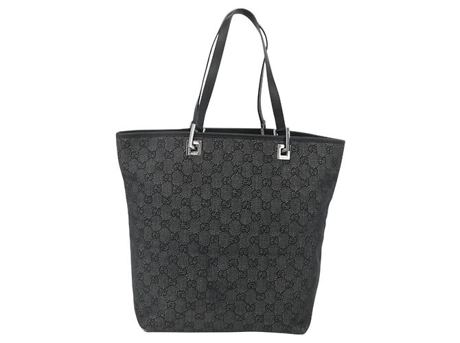 Borsa Tote GUCCI GG Canvas Nera Argento 31243 Auth 178818 Nero - vista 2
