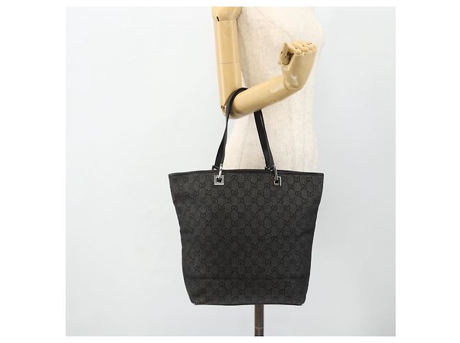 Borsa Tote GUCCI GG Canvas Nera Argento 31243 Auth 178818 Nero - vista 21