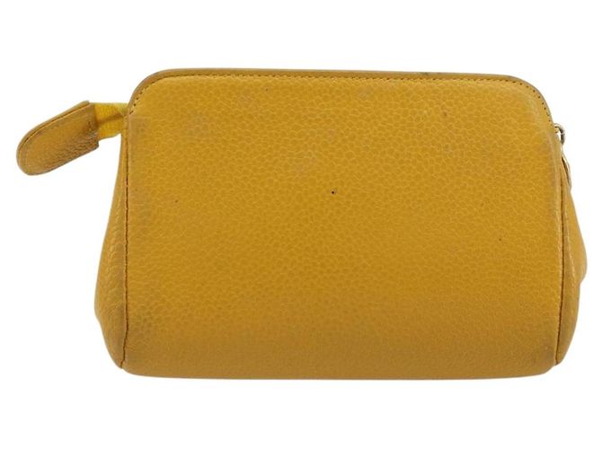 Pochette CHANEL in pelle Caviar Oro Giallo CC Auth bs35112 D'oro - vista 2