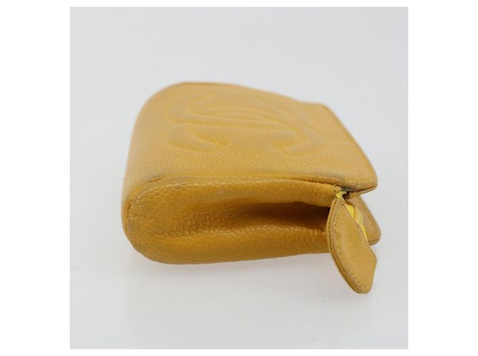 Pochette CHANEL in pelle Caviar Oro Giallo CC Auth bs35112 D'oro - vista 3
