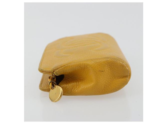 Pochette CHANEL in pelle Caviar Oro Giallo CC Auth bs35112 D'oro - vista 4
