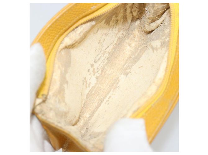 Pochette CHANEL in pelle Caviar Oro Giallo CC Auth bs35112 D'oro - vista 9