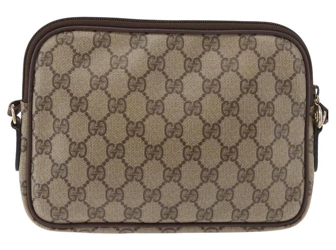 Borsa a Spalla GUCCI GG Supreme PVC Beige Oro Auth 180164 D'oro - vista 2