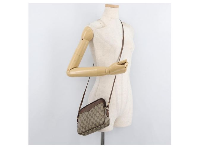 Borsa a Spalla GUCCI GG Supreme PVC Beige Oro Auth 180164 D'oro - vista 21