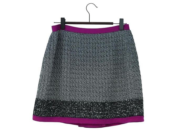 Falda CHANEL Tweed Gris CC Auth 179163A Castaño - vista 2