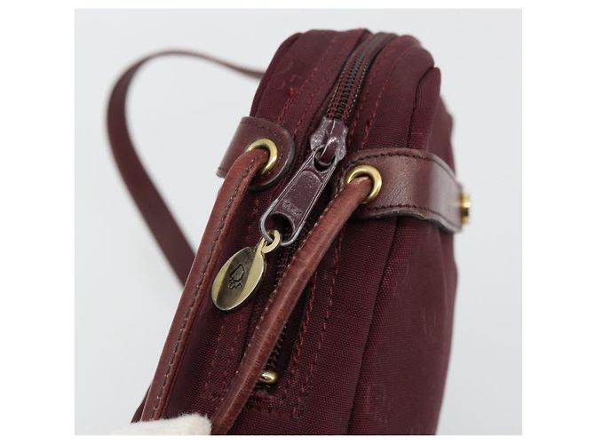 Borsa a Spalla Christian Dior Nylon Bordeaux Oro Auth ep14511 D'oro Bordò - vista 10